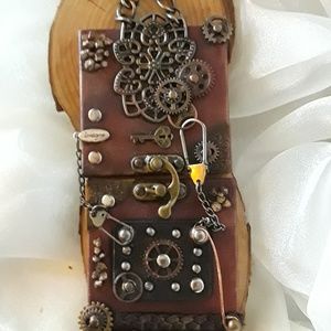 BeaslePunk Art Original Accents - Imagine: 2 joined 3D mini 3"x3" Steampunk canvases BeaslePunk Art Original Accents - Imagine: 2 joined 3D mini 3"x3" Steampunk canvases